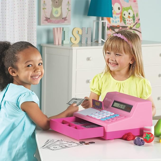 Learning Resources Pretend & Play Calculator Register Toy, Pink - Image 2