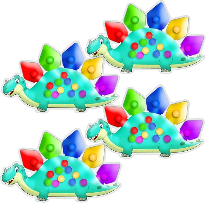 4PC Dinosaur Color Sorting Sensory Toys for Toddler, Montessori Travel Toys Fine Motor Skill Learning Activities Quiet Calm Down Fidgets for Classroom for 3 4 5 Year Old Kid Easter Basket Stuffers by UIIOPJIOM