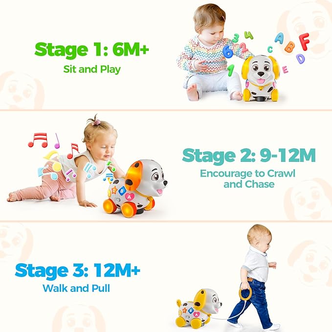 Baby Toys 6-12 Month, 1st First Birthday Gift for 1 Year Old Boys Girls, Musical Crawling & Walking Puppy Toy 6 7 8 9 10 12-18 Month Old Bilingual Learning Developmental Toy