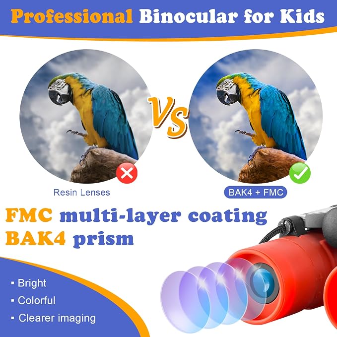 Real Binoculars for Kids Gifts for 3-12 Years Boys Girls 8x21 High-Resolution Optics Compact Toy Binocular for Bird Watching,Travel, Camping - Image 3