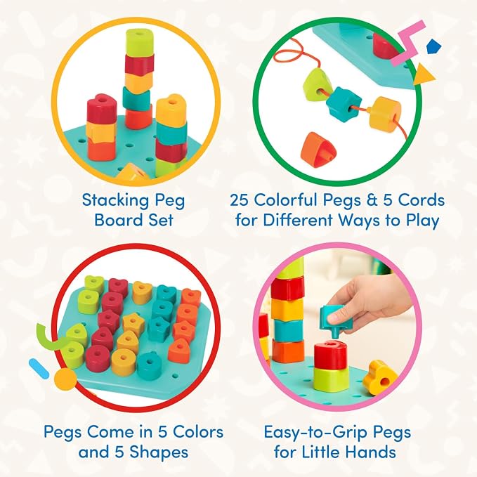 Battat Toddler, Count & Match Stacking Pegboard Toy - Image 4