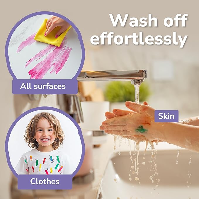 Zenacolor Tempera Paint Sticks - 12 Colors Kids Paints - Non-Toxic Washable Paint Sticks for Kids - Mess Free Quick Drying Art Supplies for Toddlers