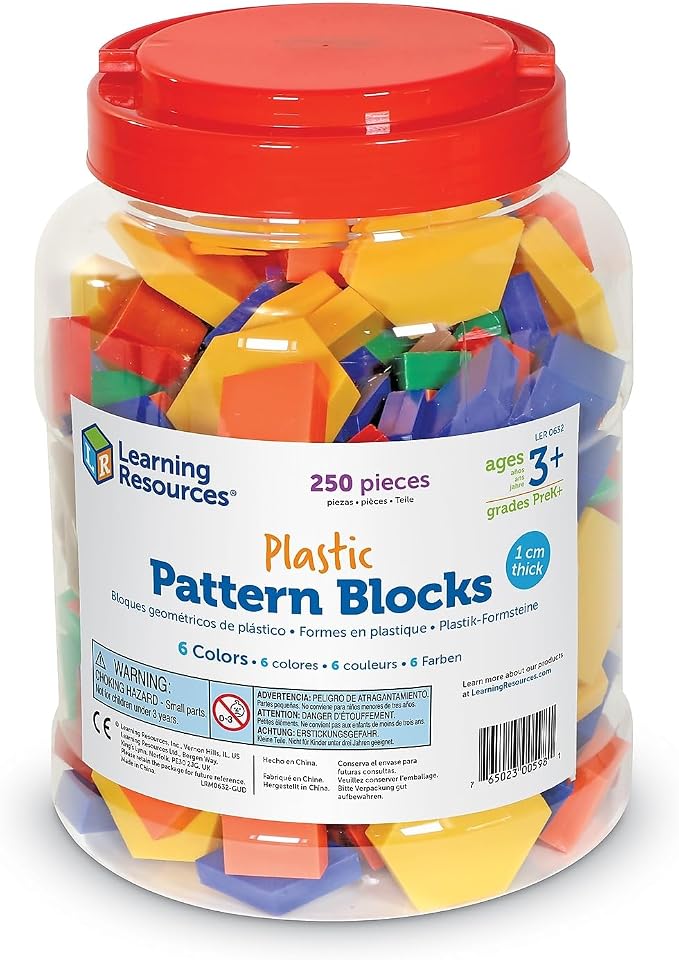 Learning Resources Plastic Pattern Blocks - Set of 250, Ages 3+ - Image 3