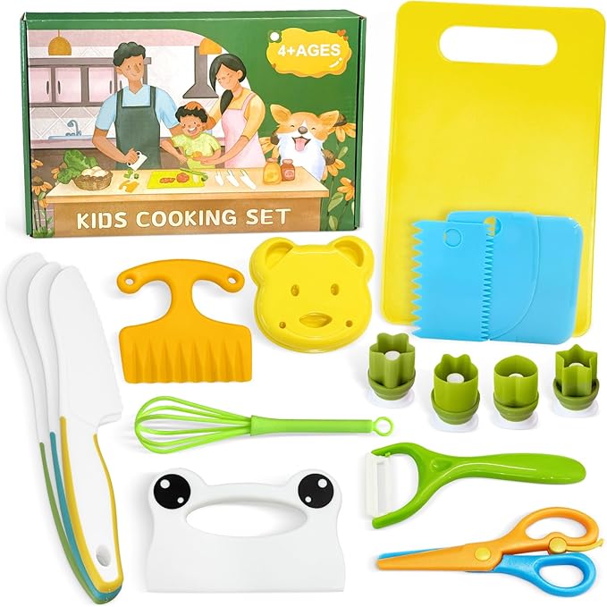17 Pcs Kids Knife Set for Real Cooking Safe Kitchen Tools for Ages 4+ by Chanking