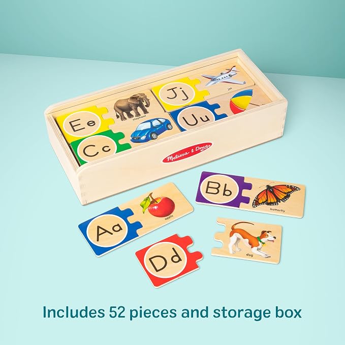 Melissa & Doug Self-Correcting Alphabet Wooden Puzzles with Storage Box (52 pcs) ABC Puzzles, Wooden Alphabet Puzzle for Kids Ages 4+ (Pack of 6) - Image 4