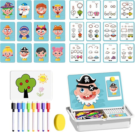 Magnetic Puzzle – 25x8x33cm | Magnetic Puzzles Face Dress Up Travel Game| Ma-gnetic Dress-Up Puzzles Jigsaw Puzzle Drawing Board | Educational Learning Toy for Toddler Kids Ages 3–6
