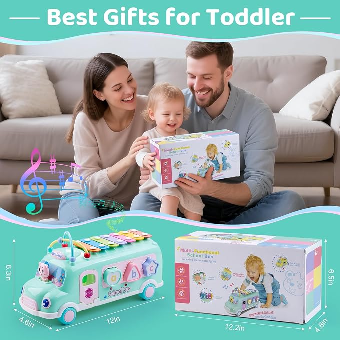 5-in-1 Baby Bus Xylophone Toys for 1 Year Old Girl - Image 7