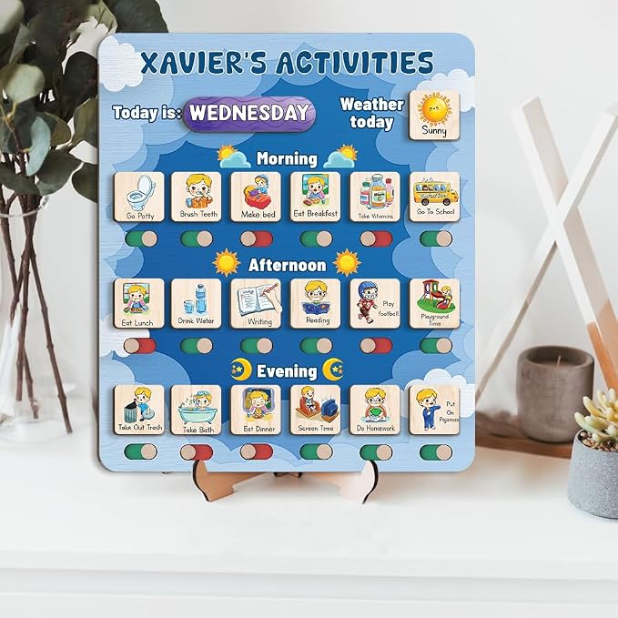 Wooden Chore Chart for Kids Visual Schedule, Routine Chart for Kids, Morning Bedtime Routine Chart for Toddlers Ages 2-4, Daily Kids Schedule Board for Home (15) - Image 5