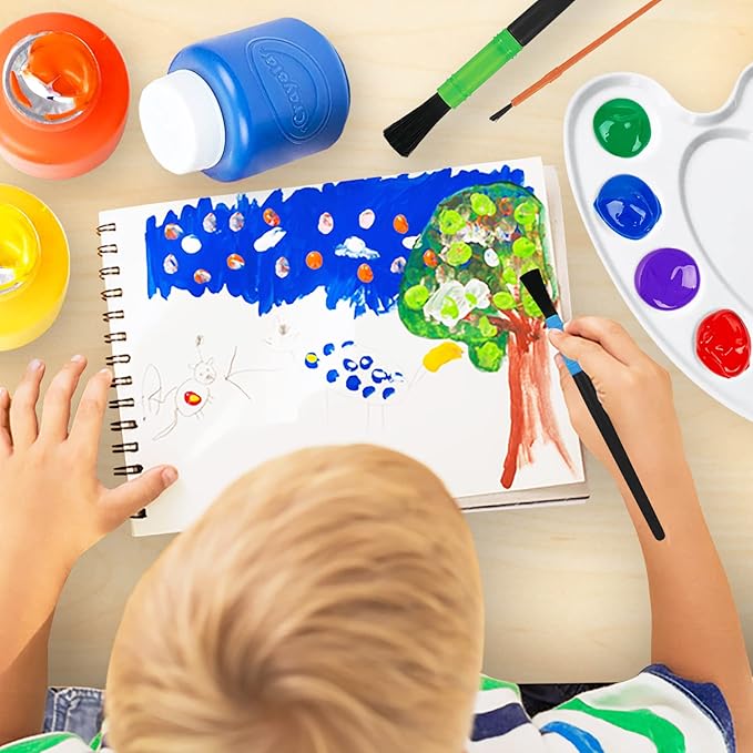 Kids Painting Set, Washable Paint for Kids 6 Colors, 7 Paintbrushes, Paint Palette, Non-Toxic Toddler Painting Set 2 oz Each, Tempera Paints for Art, Crafts, Finger Paints Gifting Bundle