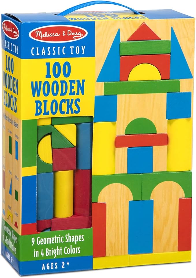 Melissa & Doug Wooden Building Blocks, 100-Piece Set of Sorting & Stacking Toys in 4 Colors and 9 Shapes, Classic Toddler Toys for Girls & Boys Ages 2+ - FSC Certified, Pack of 6 - Image 11