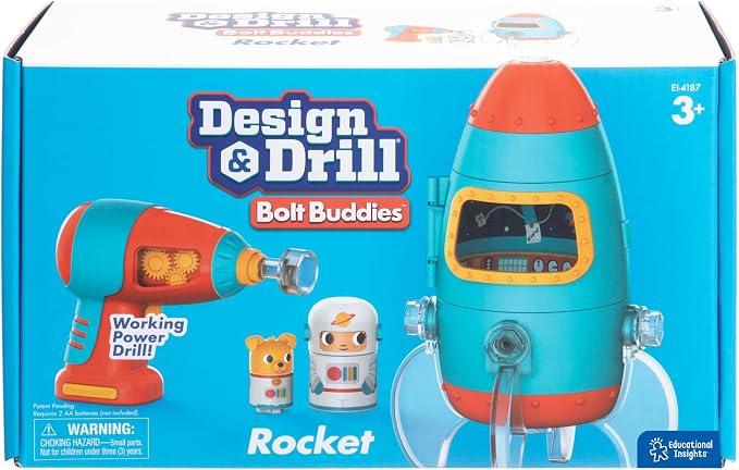 Educational Insights Design & Drill Bolt Buddies Rocket - Building Construction Toys for Toddlers 3-5, Take Apart Toy Rocket Kit, Kids Tool Set with Electric Toy Drill, Toddler STEM Toys - Image 9