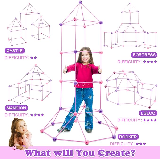 Kids Fort Building Kit 120 Pieces Construction STEM Toys for 5 6 7 8 9 10 11 12 Years Old Boys and Girls Ultimate Forts Builder Gift Build DIY Educational Learning Toy for Indoor Outdoor - Image 6
