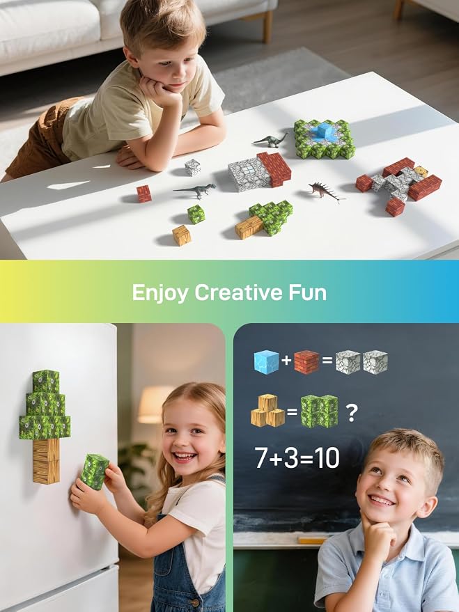 Veecafiodi Magnetic Blocks 108PCS, Dinosaur Magnetic Building Blocks with 6 Dinosaur Figures, Magnetic Blocks for Kids Ages 3-5, 4-8, STEM Construction Toy - Image 4