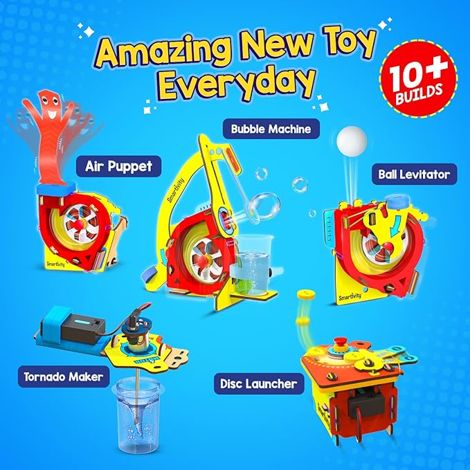 Smartivity 10-in-1 Motor Powered STEM Engineering Kit for Kids I 10+ Fun Electronics Projects for Smart Kids | DIY Science Kit/Toy for Ages 6,7,8,9,10,11,12 Years Old Boys & Girls