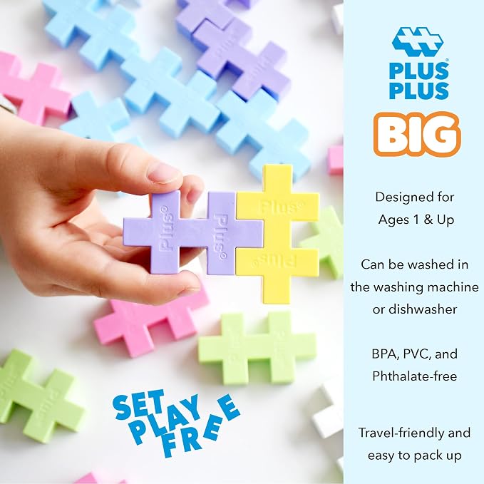 PLUS PLUS Big 100 Piece Pastel - Large Building Blocks for Toddlers - Image 5