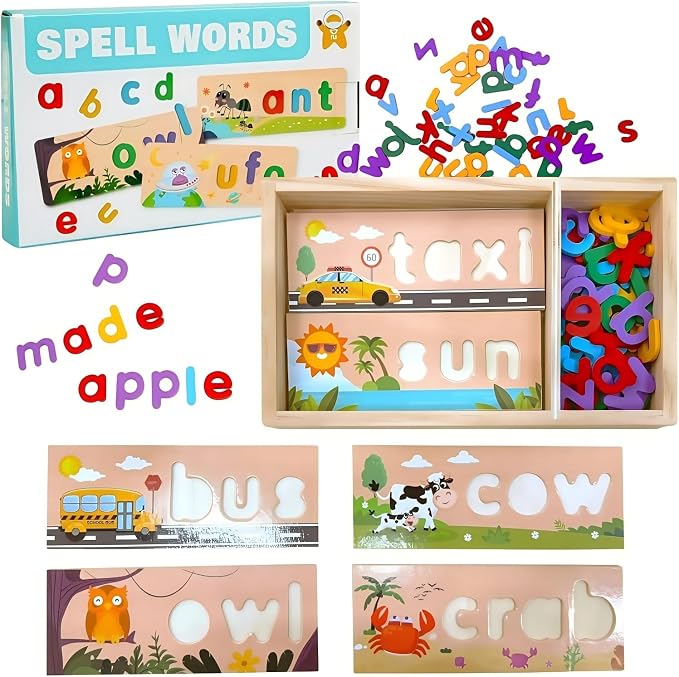 Wooden See and Spell Word Game Learning Toys for Kids 3-6 Puzzle Board - Image 9