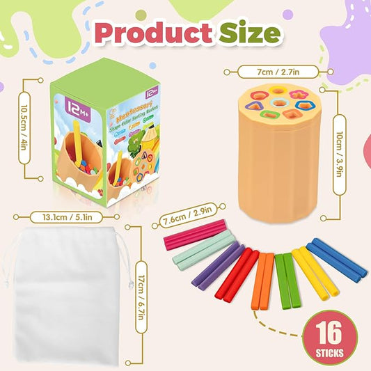 Shape & Color Sorting Montessori Toys for Toddlers 1-3, Soft Silicone Sensory Toys, Preschool Learning Activities Matching Game, Educational Toy for Fine Motor Skills, Travel Gift for Boys and Girls