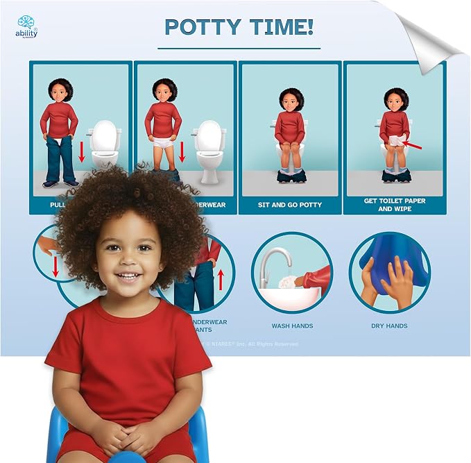 KIARES Potty Training Chart for Toddlers, Visual Bathroom Routine Poster for Kids, Helps Children Gain Independence & Confidence, Toilet Training (Biracial Girl) by Kiares