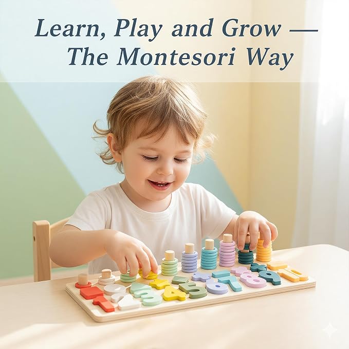 Silicone Montessori Number Puzzle Toys for Toddlers, Counting & Shape Sorting Educational Toy for 3 4 5 Year Old Boys Girls, Preschool Math Learning Board Gift, Colorful Silicone Stacking Toy - Image 2
