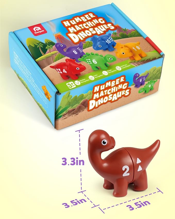 Coogam Numbers Matching Game 10PCS, 123 Counting Dinosaur Toys, Educational Preschool Montessori Fine Motor Skill Mathematics Learning Toys for 2 3 4 Years Old - Image 7