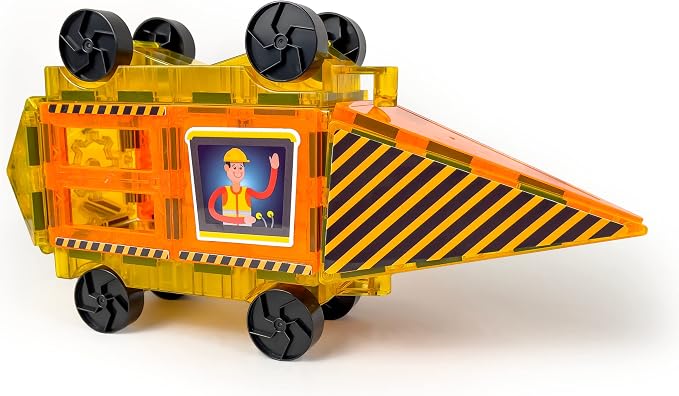 Tytan Tiles Construction Site & Trucks 60-Piece Magnetic Tiles Building Set, Fun Kids’ STEM Toy, Creative Play, Shape & Pattern Recognition, Fine Motor Skills, Includes Storage Bag, Ages 3 and Up - Image 5