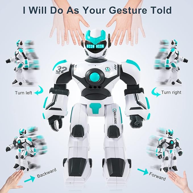RC Robot Toy for Kids Remote Control RobotToy, Smart Gesture Sensing Rechargeable & Programmable Robot Walking Dancing Singing Chirstmas Gift for 3-15 Years Old Boys Girls
