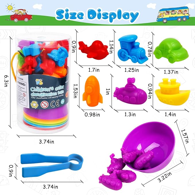 Counting Transport Matching Game with Rainbow Bowls,Color Sorting & Sensory Training Montessori Preschool Education Learning Fine Motor Skills Easter Gifts for 3 4 5 Years Old Boys Girls - Image 6