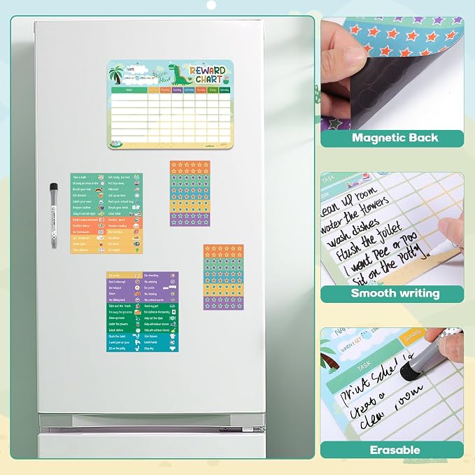 Thboxes 52 Chore Reward Chart for Kids, Dinosaur Magnetic Behaviour Board - Image 3