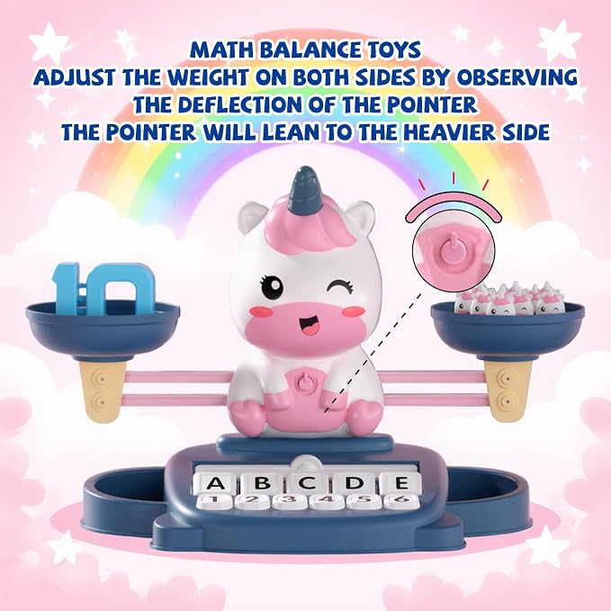 Snugzy Unicorns Balance Counting Toys Math Game Montessori Toys Learning Games for Kids Educational Toy Gifts for Boys Girls Age 5-7 - Image 4