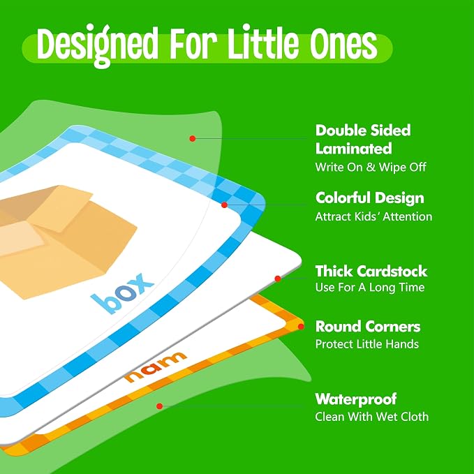 4 Kindergarten Learning Flipbooks, Double-Sided Mini Book Set - CVC, CVCC&CCVC, Sight Words & First Words, Early Educational Language Learning Tool for Kids - Image 4