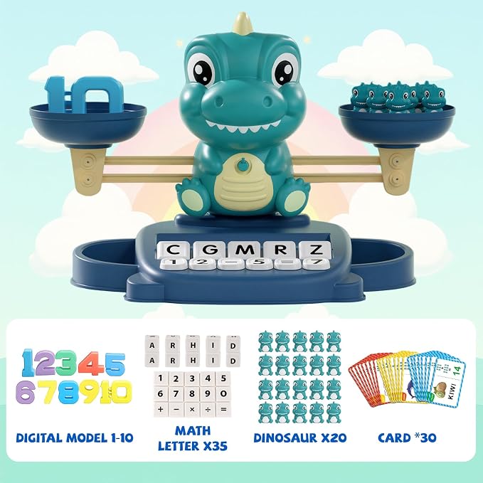 Snugzy Dinosaur Balance Counting Toys Math Game Montessori Toys Learning Games for Kids Educational Toy Gifts for Boys Girls Age 5-7 - Image 3