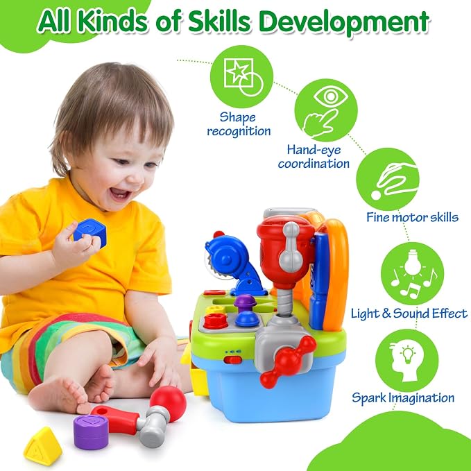 Toys for 1 Year Old Boy, Musical Toy Tool Bench, 1 2 3 Years old Boy Gifts - Image 3