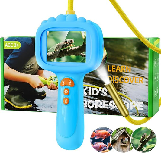 Borescope Snake Camera with Light for Kids, Outdoor Educational STEM Toys, Science Gifts for 5 Year Old Boy, Camping Nature Activities, Best Birthday Gift for Boys, Girls Ages 4,5,6,7,8,9,10(Blue) by Ashfly