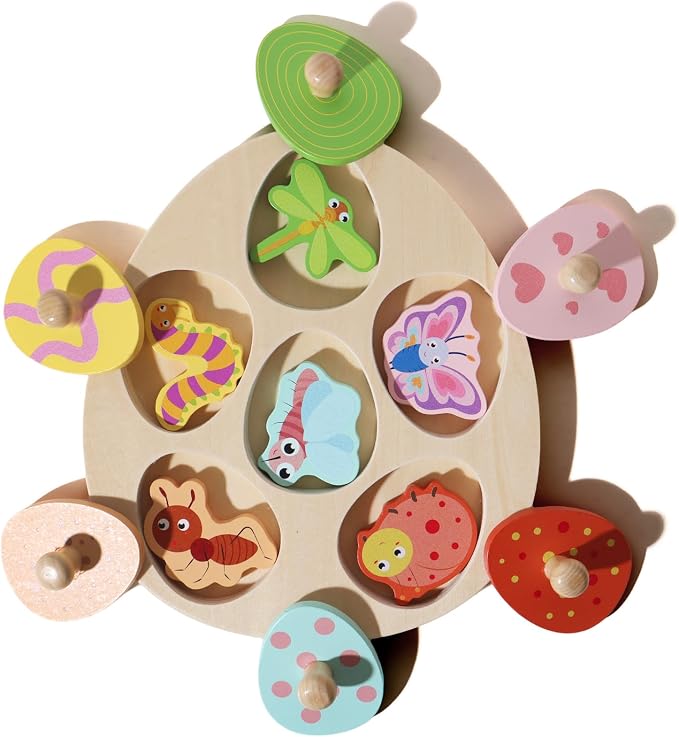 Montessori Insect Matching Eggs Peg Puzzle, Wooden Color Shape Sorting Toy for 1 Year Old Boys Girls, Early Educational Fine Motor Skills Learning Toy Gifts for 12-18 Months 1 2 Year Old Toddlers - Image 3