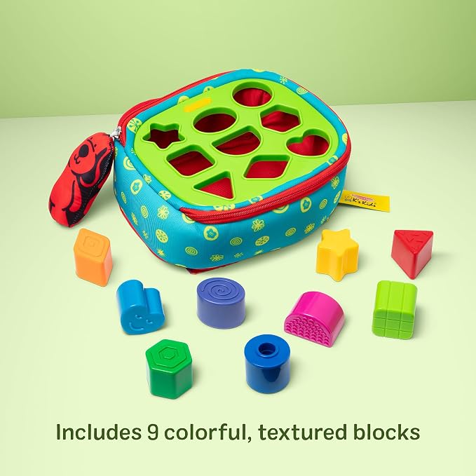 Melissa & Doug K’s Kids Take-Along Shape Sorter, 9 Textured Building Blocks & Soft Sensory Activity Bag, Montessori-Inspired Baby Toys for Toddlers, Preschool Learning Toys for Babies 9 Mo. & Up - Image 6