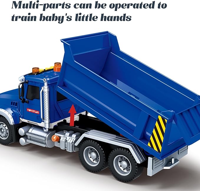 Friction Powered Dump Truck Toy for Kids with Lights & Sounds, Large Construction Vehicle for Boys Girls Ages 3 4 5 6 Years Old