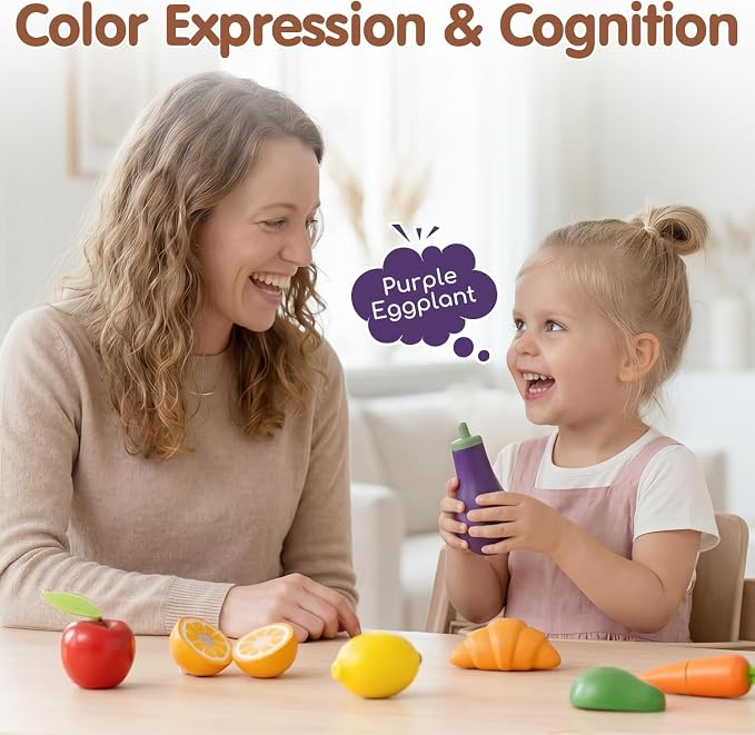 Lehoo Castle Wooden Play Food Set for Toddlers, Play Kitchen Accessories - Image 5