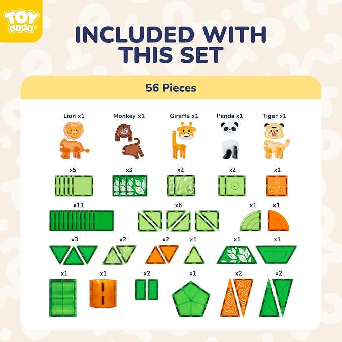 TOY Life 56-Piece Animal Magnetic Tile Building Set, STEM Toy, Ages 3+ - Image 7