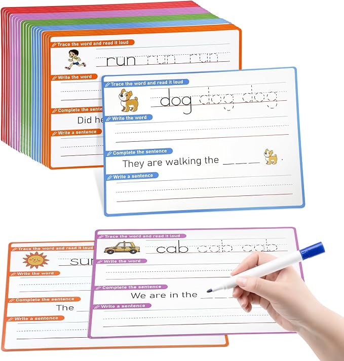 CVC Word Games & Sentence Building for Kids - Handwriting Practice, Phonics Flash Cards, Sight Word Tracing for Pre-K, Kindergarten & Homeschool Learning Activities by HenPisen