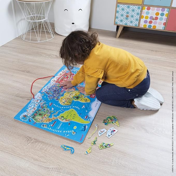 Janod J05500 Wooden Magnetic World Map Puzzle 92 Pieces, French Version - Image 7