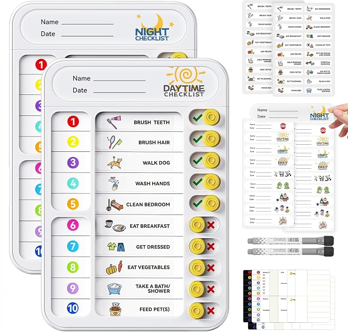 2 Pack Chores Chart for Kids Multiple Kids List Board with Slider by Home