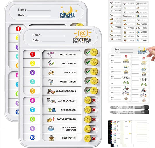 2 Pack Chores Chart for Kids Multiple Kids List Board with Slider by Home