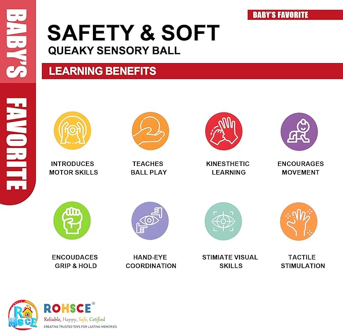 Spiky Baby Balls Soft Textured Teething Toys for Babies 6–12 Months, Tactile Sensory Balls for Learning & Grasping – Montessori Development Toys for Infants & Toddlers