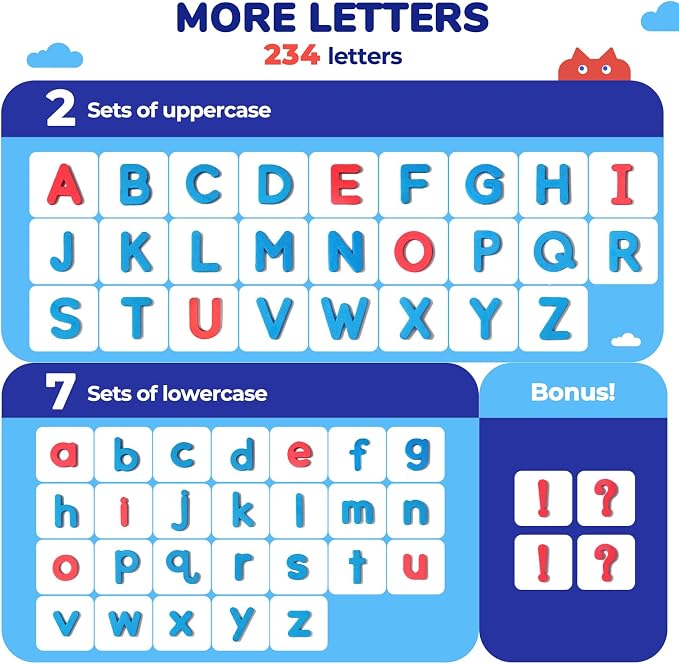 JoyCat Magnetic Letters Kit 238PCS, Double-Sided Magnet Board, Fridge ABC - Image 2