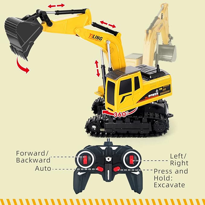 Remote Control Excavator & Dump Truck Toy for Kids(Set of 2) with Lights and Sounds,Construction Vehicles RC Trucks Toys for Boys Kids 3 4 5 6 7 8 9 10 Year…