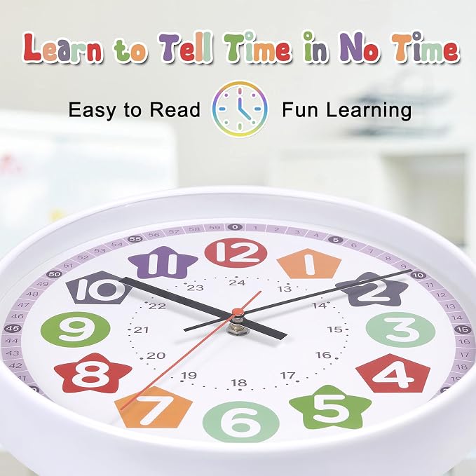 Learning wall Clock for Kids, 12 Inch Classroom Clock Time Teaching - Image 3