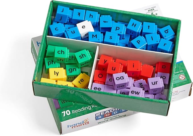 hand2mind Reading Rods Phonics Word-Building, Word Building Activities, Spelling Toys, Montessori Alphabet Letters, Reading Tools for Kids, Science of Reading Manipulatives, Phonemic Awareness - Image 9