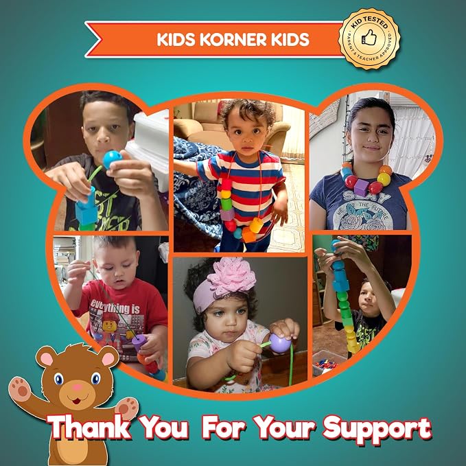 Lace & Let Go Rainbow Beads - Match, Sort, Count, Stack & Play 12pc + eBook - Image 6