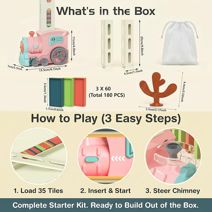 Domino Train Toys for Girls 3+ Year Old: Kids Stacking Dominoes Games - Montessori Toy Toddler 3-5 Boys ages 4-8 - Interactive Autism Fine Motor Activities Birthday Gift Stocking Stuffer 4 5 6 Yr Olds - Image 7