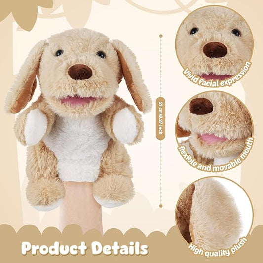 Animal Hand Puppets 11 Inch Sea Turtle Plush Dinosaur Animals Hand Puppet Toys Role-Play Toy Puppets for Kids Storytelling Imaginative Pretend Play Teaching Preschool(Dog)